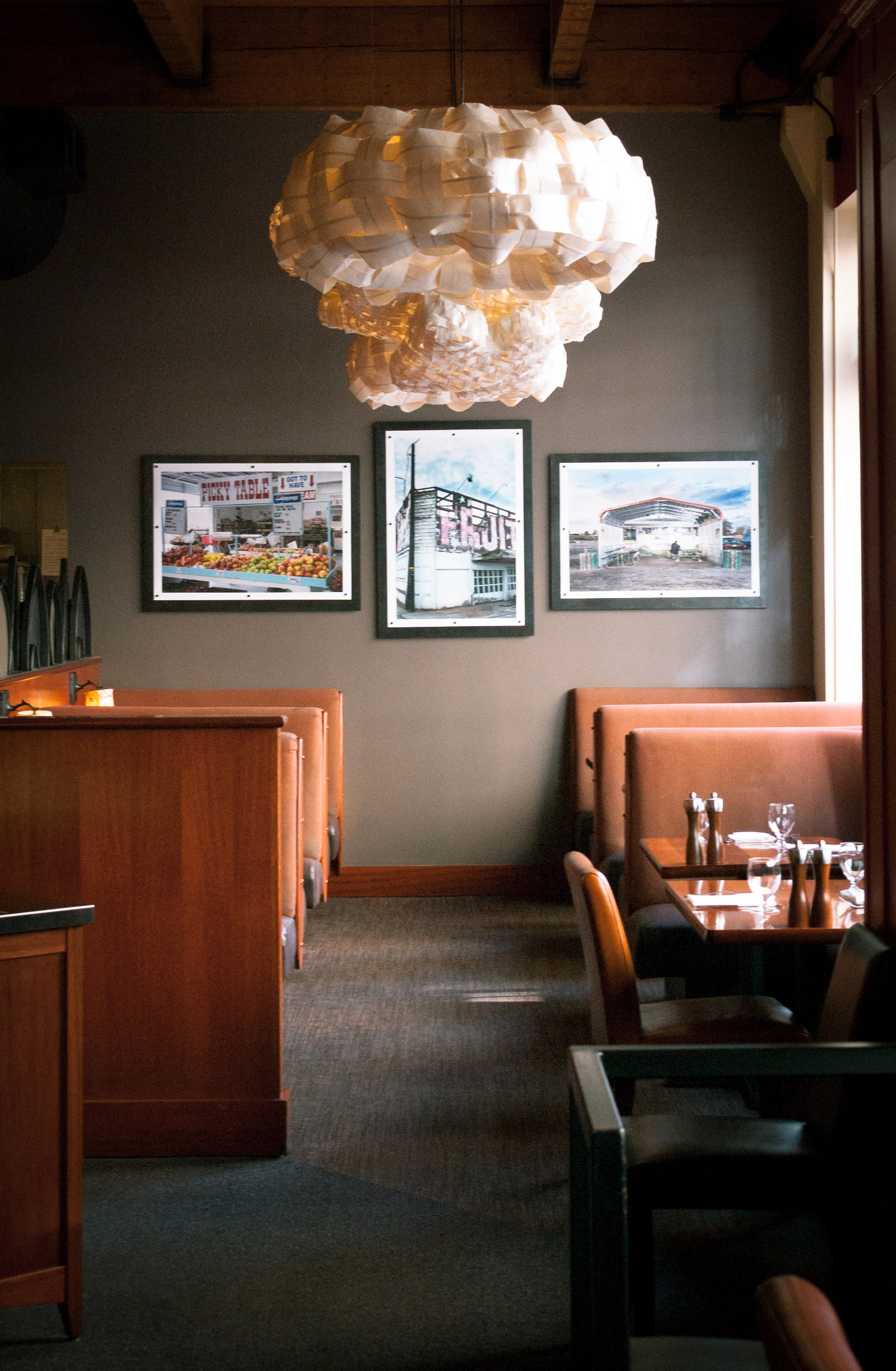 New photo display at Dahlia Lounge, design and fabrication by Allison and Ross